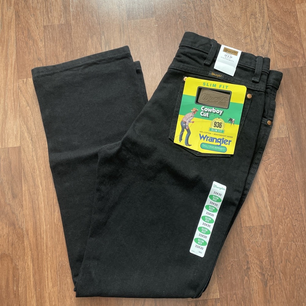 NWT Wrangler Jeans Mens 33x30 Black 936 Cowboy Cut Slim Fit